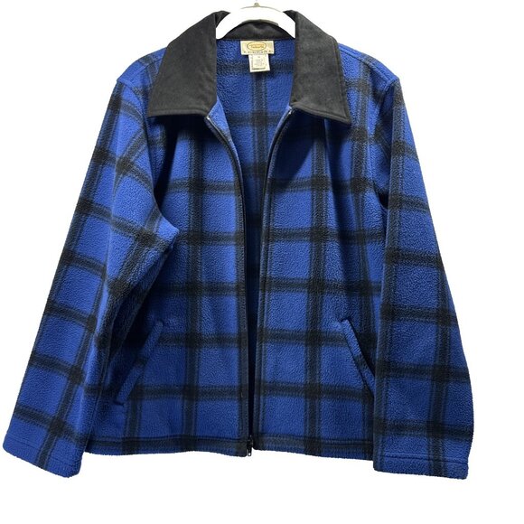 Talbots Jackets & Blazers - Talbots Petites Jacket Sz Med Blue Black Fleece Full Zipper Pockets Long Sleeves